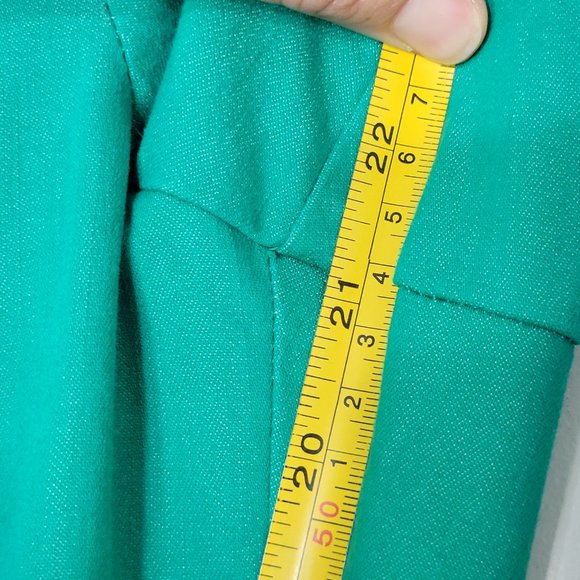 Larry Levine Women's Teal Blue Mid-Rise Chopped Capri Pants With Pockets Size 10 - Picture 12 of 14